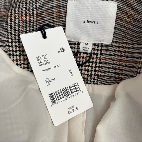 NWT A LOVES A PLAID DOUBLE BREASTED BLAZER SIZE MEDIUM - Picture 14 of 15